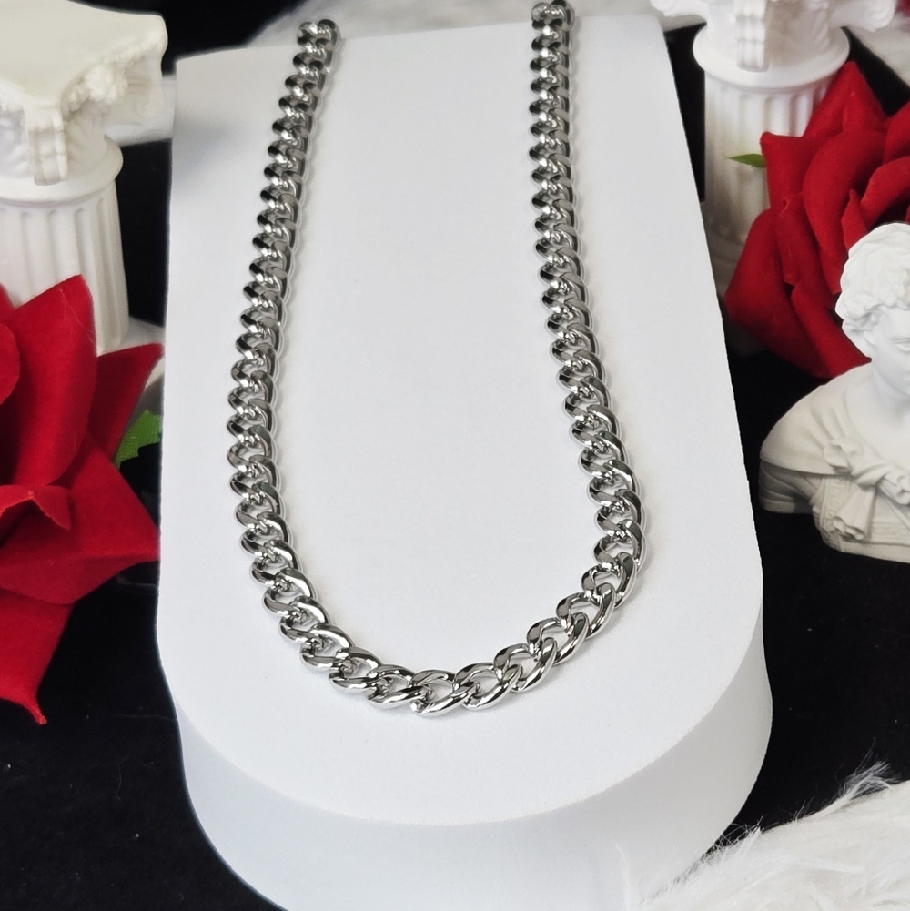 Chunky Curb Chain Necklace 8mm Stainless Steel Silver 22" Bold Link Modern Edge